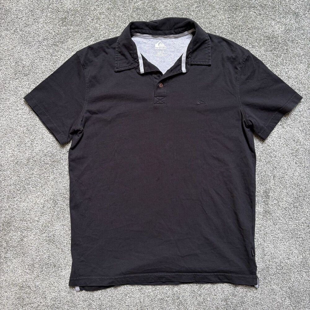 Quiksilver Quicksilver Men's L Black Polo Collar Shirt Skate Surf Short Sleeve